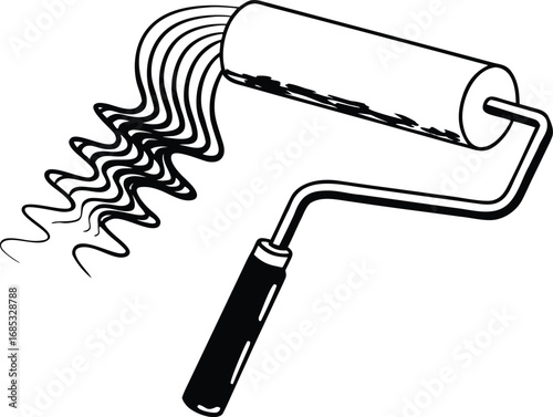Paint roller with flowing lines brush tool