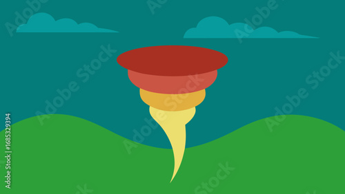 Intense Tornado Funnel Cloud Forming Over Open Plains a Menacing Natural Event