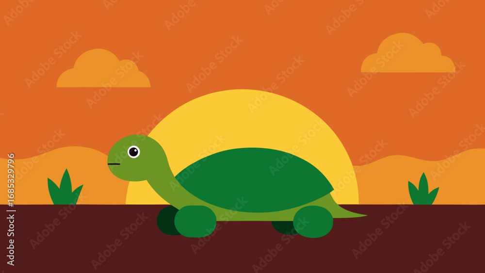 Obraz premium Turtle Sunbathing Reptile Nature Vector Illustration Artwork
