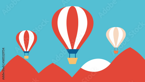 Turkish Hot Air Balloons Cappadocia Skies Vector Illustration
