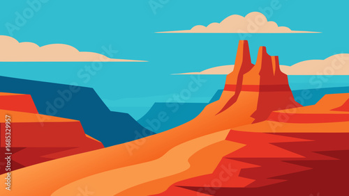 Utah Canyonlands Rugged Desert Landscape Vector Illustration