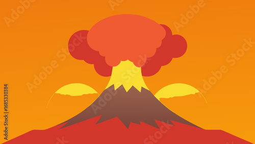 Volcanic Eruption Plume Powerful Nature Vector Illustration