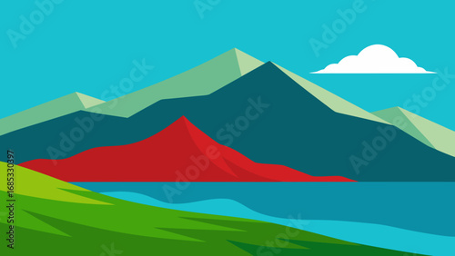 Wales Snowdonia Majestic Mountain Range Vector Illustration