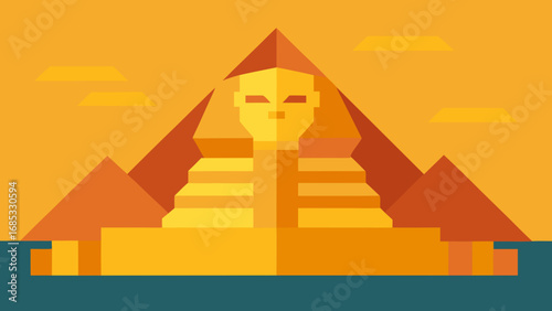 Giza Sphinx Ancient Egyptian Landmark Vector Illustration