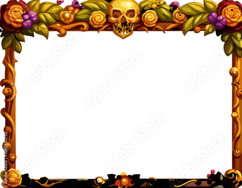 Gothic Skull Frame Border Illustration