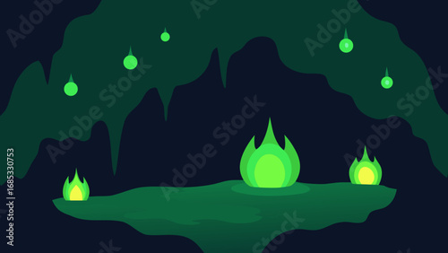 Glowworm Caves New Zealand Magical Nature Vector Illustration