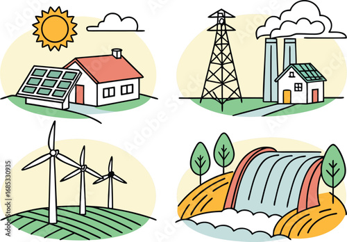 Solar wind hydro power generation panels house