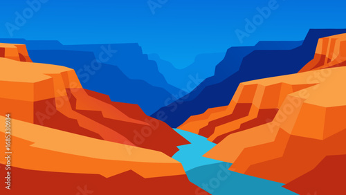 Grand Canyon Immense Scale Iconic Nature Vector Illustration