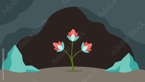 Gypsum Flowers in a Cave Delicate Nature Vector Illustration