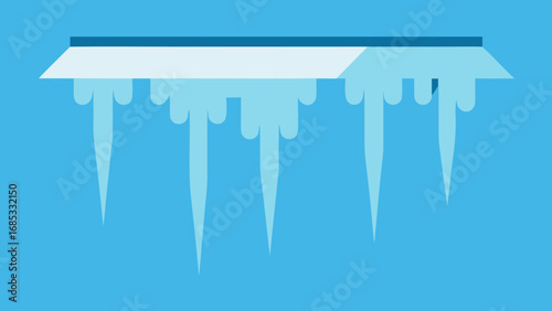 Icicles Hanging from a Roof Wintery Nature Vector Illustration