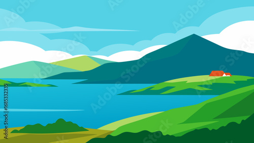 Ireland Ring of Kerry Scenic Route Vector Illustration Artwork