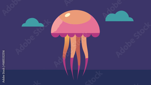 Jellyfish Floating Gracefully Underwater Nature Vector Illustration