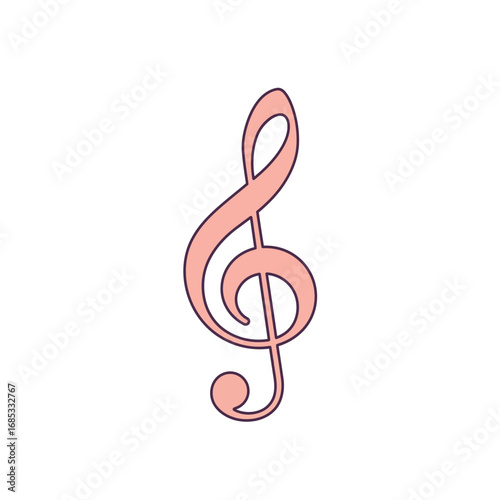 Elegant treble clef musical symbol in soft pink, perfect for design projects, music education, and creative branding