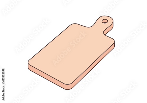 Simple minimalist cutting board illustration for cooking and culinary themes, perfect for food blogs or recipe design