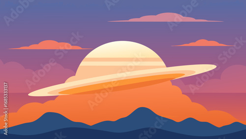 Unique Lenticular Clouds Nature Vector Illustration Atmospheric Phenomenon