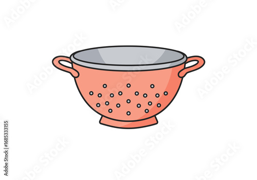 Vibrant cartoon colander for kitchen cooking and food preparation, perfect for culinary projects
