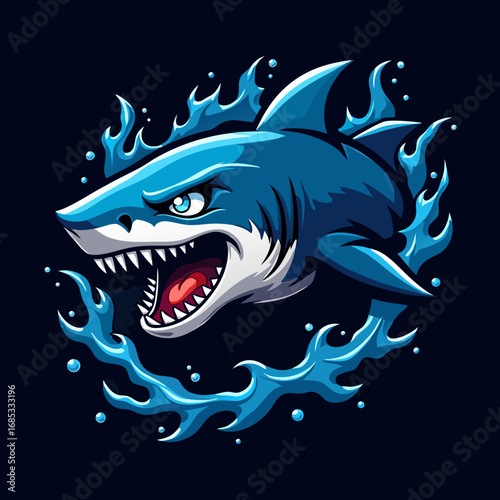 blue shark vector