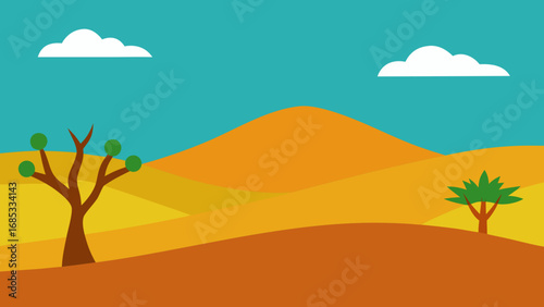 Beautiful Mediterranean Maquis Scrubland Nature Vector Illustration Flora