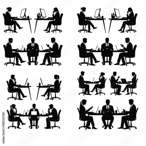 Business people working at desks office