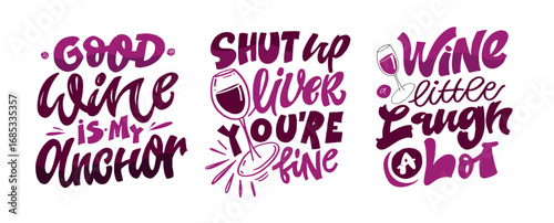 Trendy hand drawn doodle lettering quote about drinks - wine. Wine lover. Lettering for t-shirt design, mug print, bag print, clothes fashion. 100% hand drawn vector image.