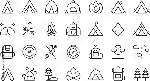 Camping and Outdoor Adventure Icons for Web and Print