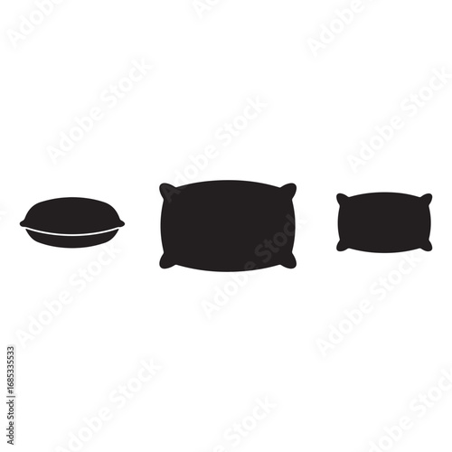 Black and White Pillow Set Illustration Various Sizes Comfort and Relaxation Minimalist Design Home Decor Accent Vector Graphics
