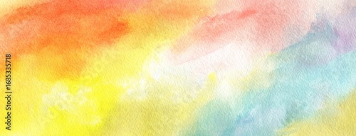 Watercolor Painting Background with Orange, Yellow, and Blue Colors