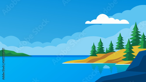 Vast Northwest Territories Great Slave Lake Vector Illustration Canadian Wilderness