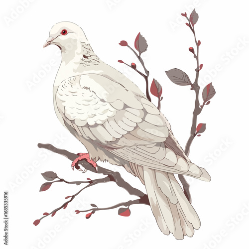 illustration, vector, bird, dove, pigeon, white, animal, nature, feather, wildlife, peace, birds, wing, beak, feathers, wild, freedom, animals, eurasian, blue, wood, tree
