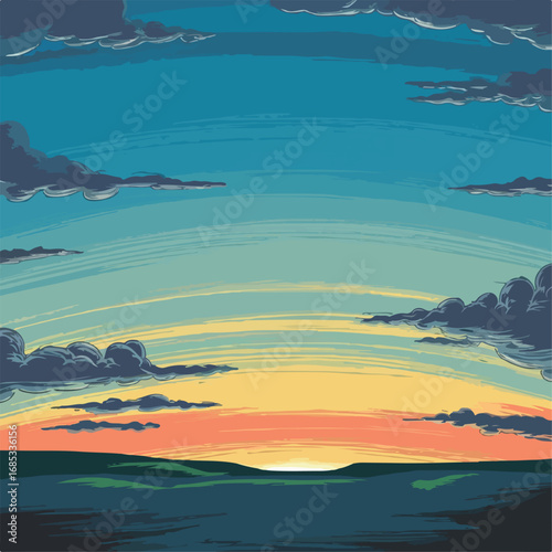 palm, beach, sunset, tropical, tree, sea, sun, summer, island, ocean, sky, landscape, nature, vector, silhouette, illustration, sunrise, travel, water, vacation, paradise, sand, holiday, waves, palmtr