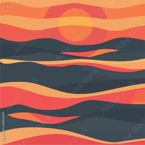 palm, beach, sunset, tropical, tree, sea, sun, summer, island, ocean, sky, landscape, nature, vector, silhouette, illustration, sunrise, travel, water, vacation, paradise, sand, holiday, waves, palmtr