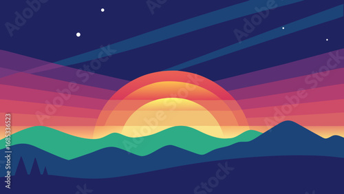 Captivating Aurora Borealis Beginning Nature Vector Illustration Celestial Light Show