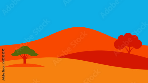 Vibrant Australian Outback Landscape Featuring Striking Red Soil Nature Vector Art