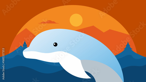 Curious beluga whale head emerging a fascinating marine mammal in cold waters