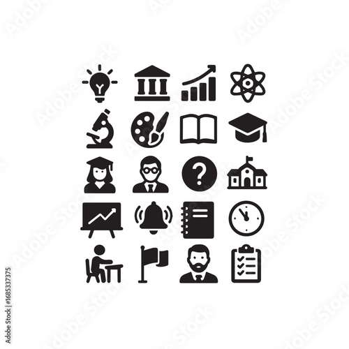 Flat Education Icons Set – Learning and School Symbols