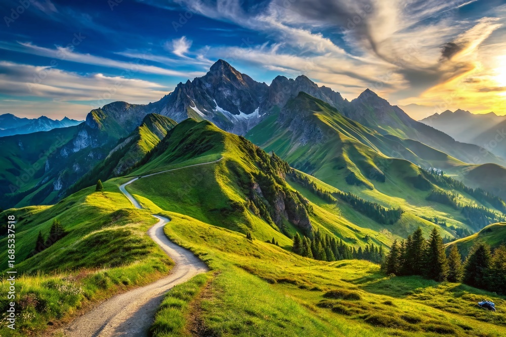 Obraz premium Majestic Mountain Vista: Inspiring Fitness & Outdoor Adventure Landscape