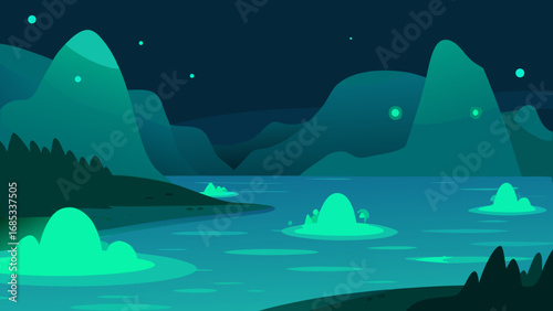 Stunning bioluminescent bay at night a breathtaking natural glowing marine display