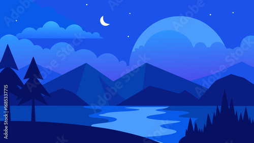 Magical blue hour just after sunset a serene natural twilight sky scene