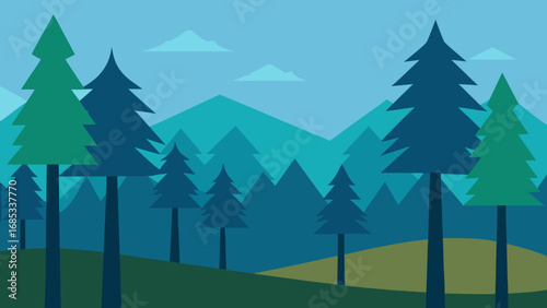 Expansive boreal forest with sparse trees a tranquil natural wilderness vista