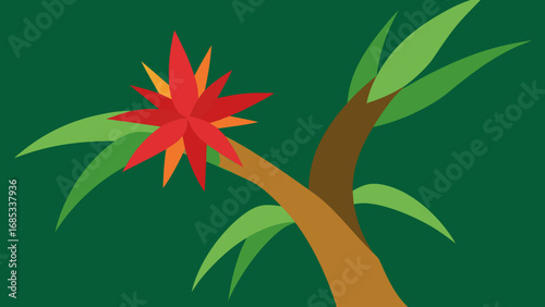 Vibrant bromeliads clinging to tree branches a beautiful natural display of plant life