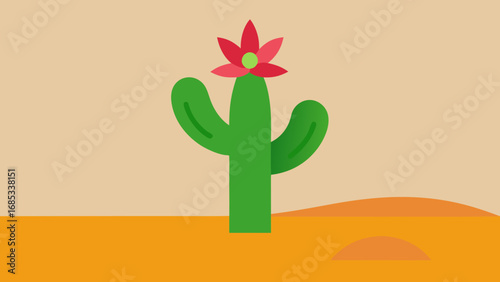 Vibrant cactus flower in a desert a beautiful resilient bloom in arid lands