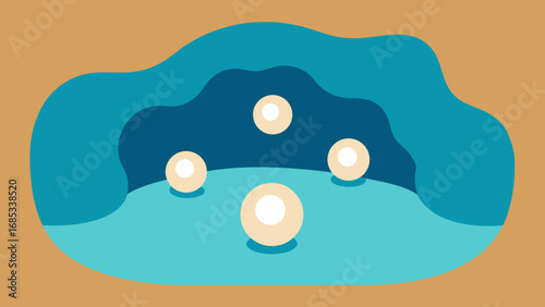 Rare cave pearls in pools a unique and delicate natural geological formation