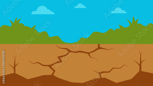 Dry clay soil cracking under sun a natural pattern of drought and earth