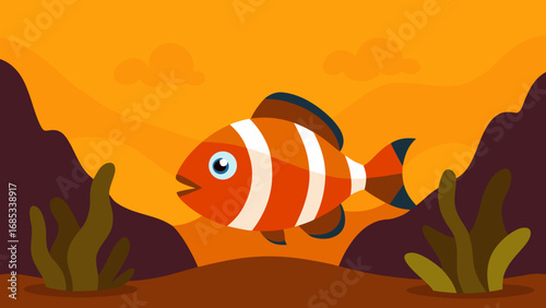 Colorful clownfish hiding in anemone a vibrant scene of marine life interaction