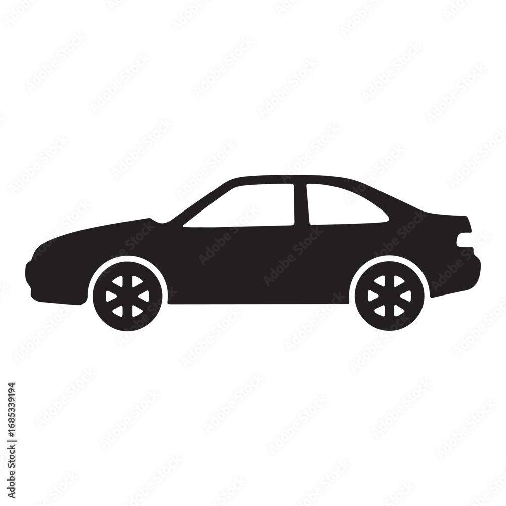 Fototapeta premium Black Car Silhouette Vector Image Clean Cut Vehicle Illustration Modern Transportation Icon Symbol Graphic Element Design Automotive Industry Representation