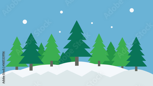 Tranquil coniferous forest adorned with snow a breathtaking winter natural vista