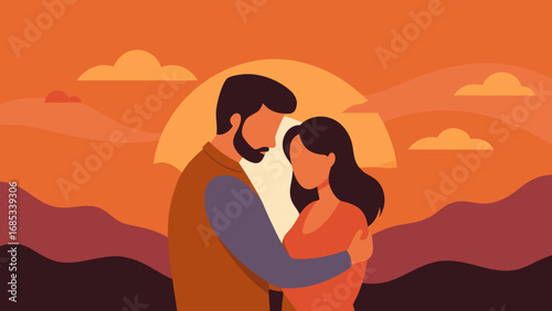 Tender couple embracing a beautiful moment of love and connection in nature