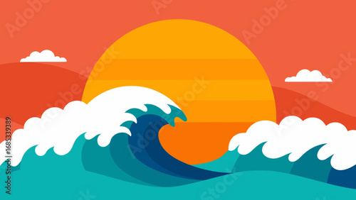 Powerful crashing surf on the ocean a dynamic display of natural water force