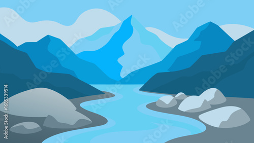 Crystal clear mountain stream with smooth rocks a pristine natural water flow