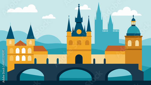 Historic Charles Bridge in Prague Czech Republic a beautiful European landmark